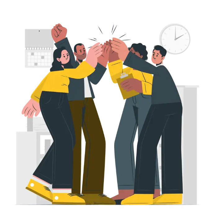 فريق عمل يتعاون لتنفيذ مشروع تقني رقمي شامل